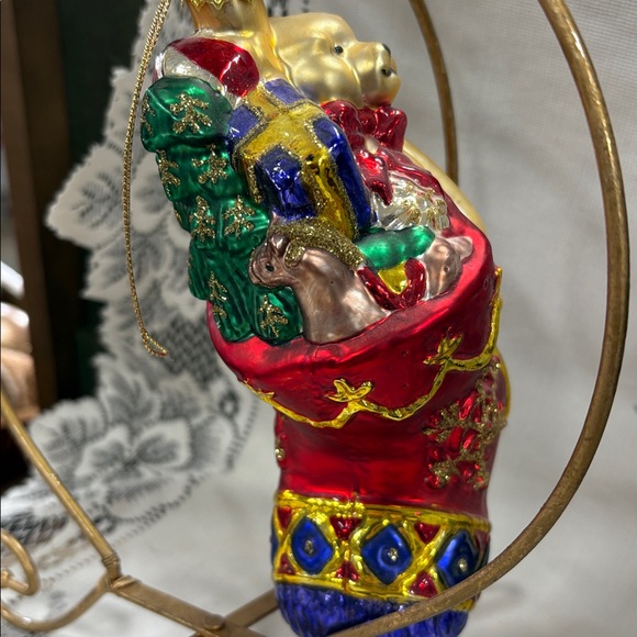Vintage Blown Glass Christmas Ornament stocking full of presents - Picture 4 of 4